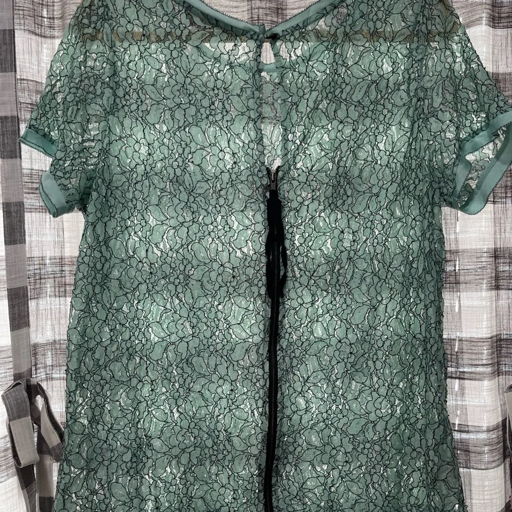 LOFT Mint Green Lace Blouse - Picture 3 of 4